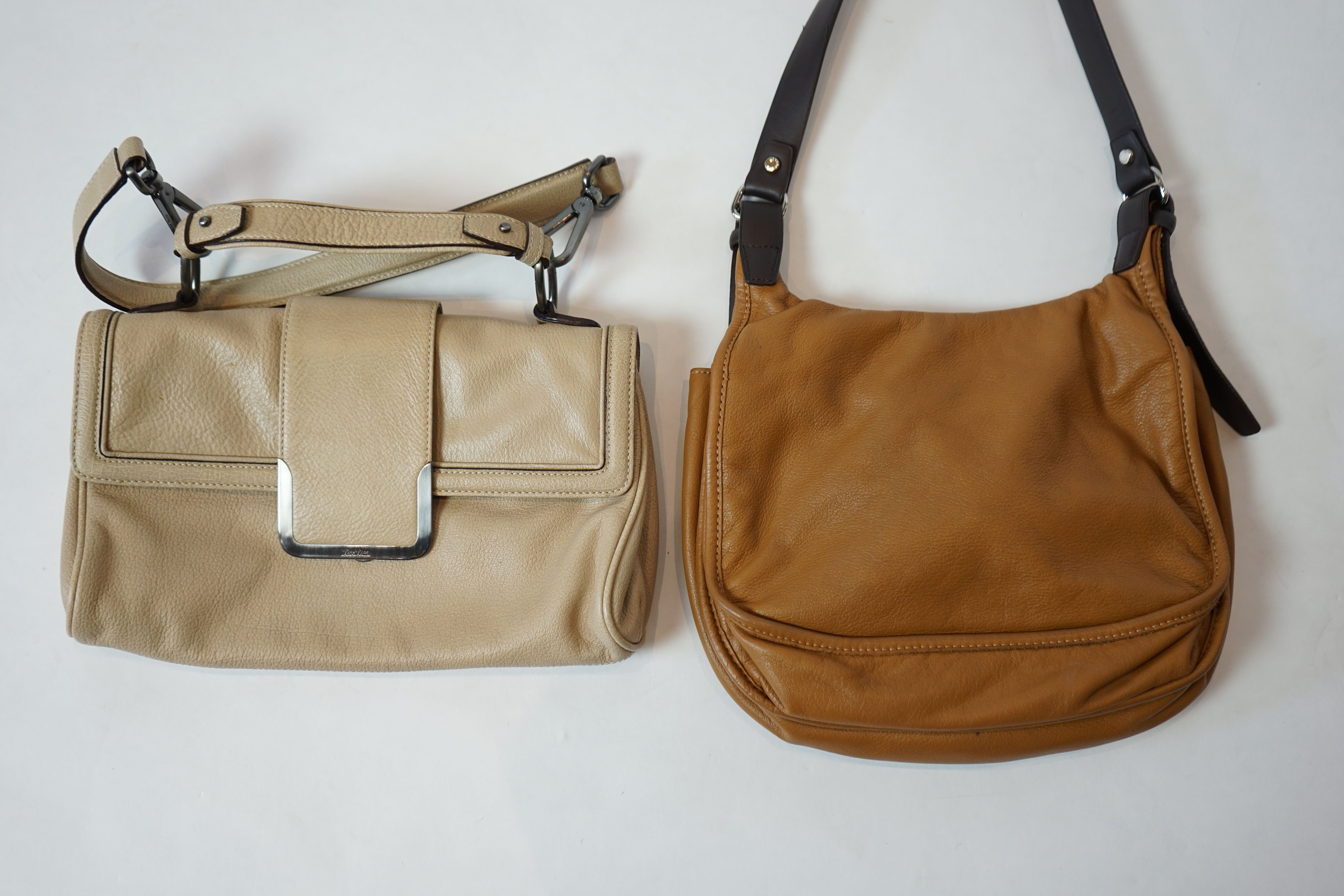 A Max Mara handbag and a Longchamp satchel style bag.